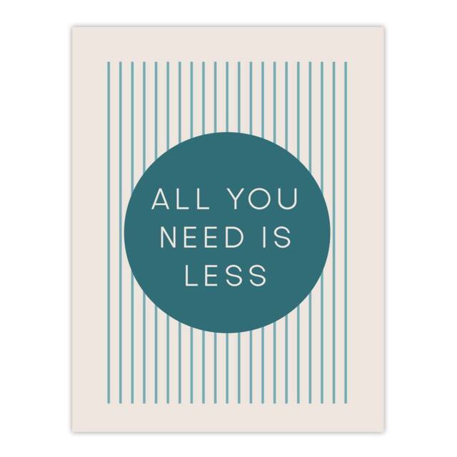 "Artery8 All You Need Is Less Circle Stripes Teal Simple Wall Art Print in Blue - Size: W12"" x H16""" - image 1