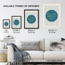 "Artery8 All You Need Is Less Circle Stripes Teal Simple Wall Art Print in Blue - Size: W12"" x H16""" - thumbnail 3