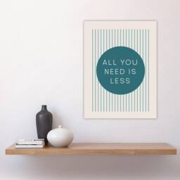 "Artery8 All You Need Is Less Circle Stripes Teal Simple Wall Art Print in Blue - Size: W12"" x H16""" - thumbnail 4