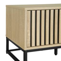 sweeek 120cm TV unit grooved wooden effect & metal 2 doors in Beige - thumbnail 8