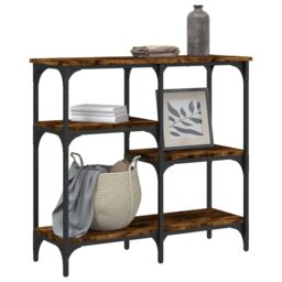Berkfield Home Console Table Smoked Oak 80x29x75 cm Engineered Wood in Brown - Size: 80 x 29 x 75 cm - thumbnail 3