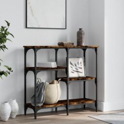 Berkfield Home Console Table Smoked Oak 80x29x75 cm Engineered Wood in Brown - Size: 80 x 29 x 75 cm - thumbnail 1