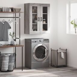 Berkfield Home Wall Mounted Cabinet Grey Sonoma 69.5x34x90 cm - thumbnail 1