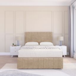 "Sloomy California Divan Bed Base Slate Naples 2 Drawers 12"" Footboard & 26"" Strutted Headboard in Cream - Size: Double" - thumbnail 2