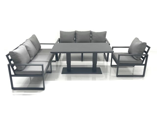 Fimous Outdoor Garden Furniture Set Aluminium Lounge Sofa Adjustable Rising Lifting Dining Table Sets Dark Grey - image 1
