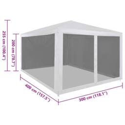 Berkfield Home Party Tent with 4 Mesh Sidewalls 4x3 m in White - thumbnail 6