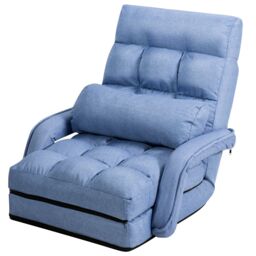 Costway 2 IN 1 Folding Lazy Sofa Lounger Floor Gaming Armchair Bed Recliner Adjustable in Blue - thumbnail 1