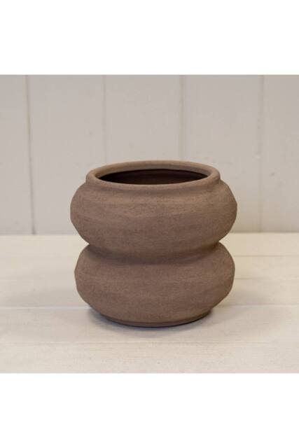 KDMD Brown textured Stone Sculptured Vase in Light Brown - image 1