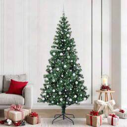 Berkfield Home Artificial Pre-lit Christmas Tree Green 240 cm PVC & Metal