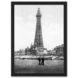 Artery8 Vintage Photo Blackpool Tower England UK History Artwork Framed Wall Art Print A4 in Black - thumbnail 1