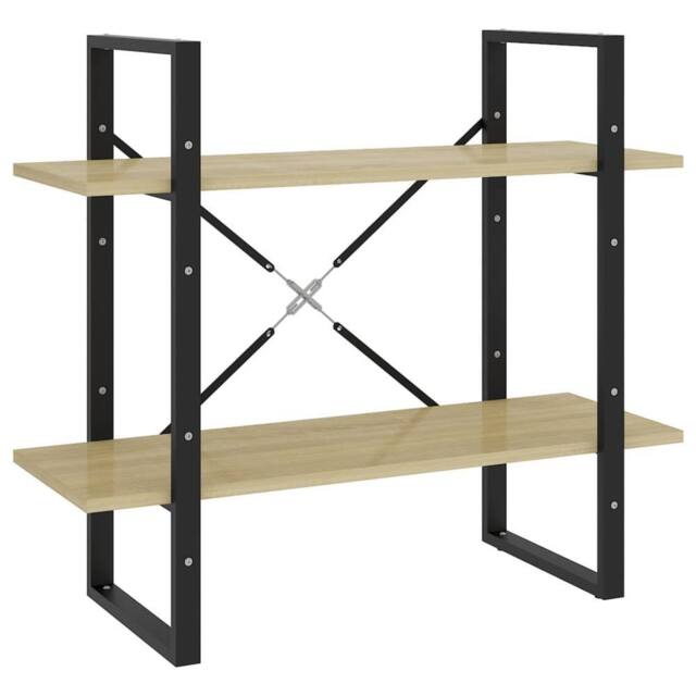 Berkfield Home 2-Tier Book Cabinet Sonoma Oak 80x30x70 cm Engineered Wood in Brown - Size: 80 x 30 x 70 cm - image 1
