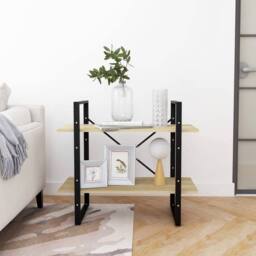 Berkfield Home 2-Tier Book Cabinet Sonoma Oak 80x30x70 cm Engineered Wood in Brown - Size: 80 x 30 x 70 cm - thumbnail 6