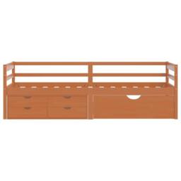 Berkfield Home Comfortable Bed Frame with Drawers&Cabinet Honey Brown Pinewood 9 - thumbnail 4