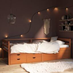 Berkfield Home Comfortable Bed Frame with Drawers&Cabinet Honey Brown Pinewood 9 - thumbnail 2