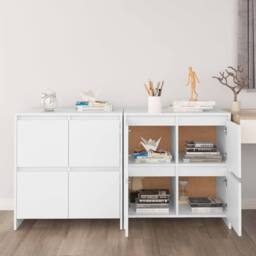 Berkfield Home Sideboards 2 pcs White 70x41x75 cm Engineered Wood - Size: 70 x 41 x 75 cm - thumbnail 2