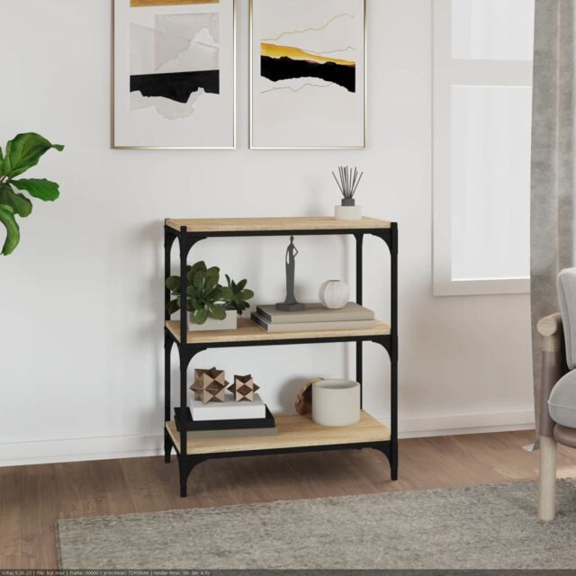 Berkfield Home Book Cabinet Sonoma Oak 60x33x70.5 cm Engineered Wood & Steel in Brown - image 1