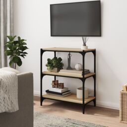 Berkfield Home Book Cabinet Sonoma Oak 60x33x70.5 cm Engineered Wood & Steel in Brown - thumbnail 3