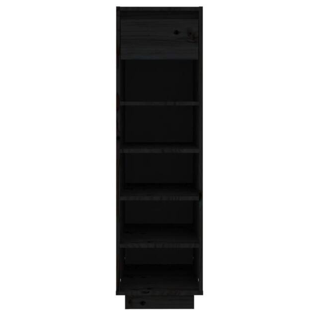 Berkfield Home Shoe Cabinet Black 34x30x105 cm Solid Wood Pine - Size: 34 x 30 x 105 cm - image 1