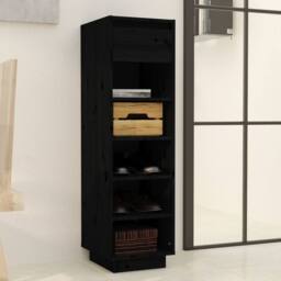 Berkfield Home Shoe Cabinet Black 34x30x105 cm Solid Wood Pine - Size: 34 x 30 x 105 cm - thumbnail 8