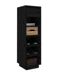 Berkfield Home Shoe Cabinet Black 34x30x105 cm Solid Wood Pine - Size: 34 x 30 x 105 cm - thumbnail 7
