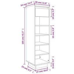 Berkfield Home Shoe Cabinet Black 34x30x105 cm Solid Wood Pine - Size: 34 x 30 x 105 cm - thumbnail 9