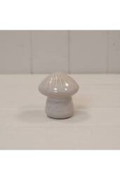 KDMD Medium Glazed Ceramic Mushroom Ornament with Textured Detail in Off-White - thumbnail 1