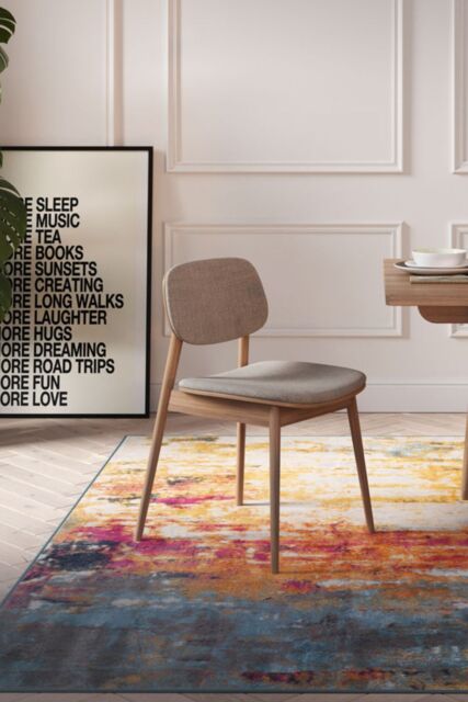 Loomed Multi Colour Rainbow Abstract Soft Living Room Bedroom Area Rug Runner - Size: 120 cm x 170 cm - image 1