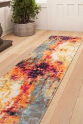 Loomed Multi Colour Rainbow Abstract Soft Living Room Bedroom Area Rug Runner - Size: 120 cm x 170 cm - thumbnail 2