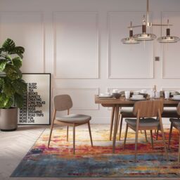 Loomed Multi Colour Rainbow Abstract Soft Living Room Bedroom Area Rug Runner - Size: 120 cm x 170 cm - thumbnail 3
