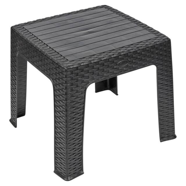 Nordara Woven Wicker Coffee Table Plastic Rattan Bistro Table Outdoor in Black - image 1