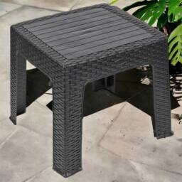 Nordara Woven Wicker Coffee Table Plastic Rattan Bistro Table Outdoor in Black - thumbnail 3