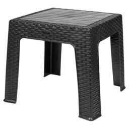 Nordara Woven Wicker Coffee Table Plastic Rattan Bistro Table Outdoor in Black - thumbnail 2