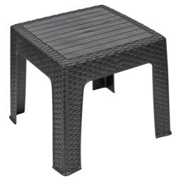 Nordara Woven Wicker Coffee Table Plastic Rattan Bistro Table Outdoor in Black - thumbnail 1
