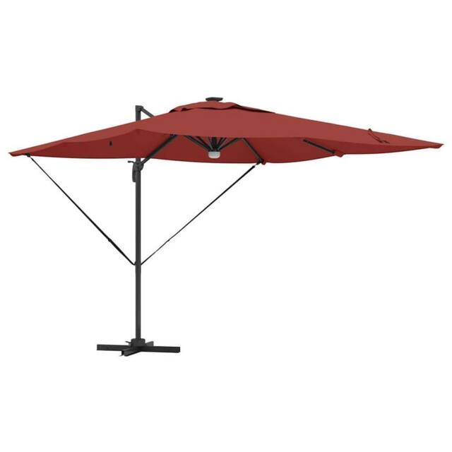 Berkfield Home Cantilever Roma Parasol with LEDs Terracotta 286x285x270 cm Aluminium - Size: 286 x 285 x 270 cm - image 1