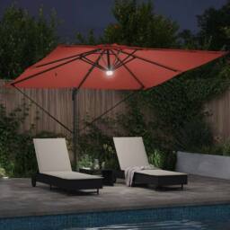 Berkfield Home Cantilever Roma Parasol with LEDs Terracotta 286x285x270 cm Aluminium - Size: 286 x 285 x 270 cm - thumbnail 4