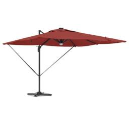 Berkfield Home Cantilever Roma Parasol with LEDs Terracotta 286x285x270 cm Aluminium - Size: 286 x 285 x 270 cm - thumbnail 3