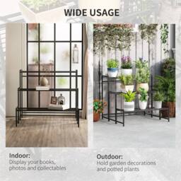 Kelvenix 3-Tier Metal Plant Stand, Black Ladder Shelf for Garden Display - thumbnail 3