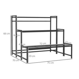 Kelvenix 3-Tier Metal Plant Stand, Black Ladder Shelf for Garden Display - thumbnail 2