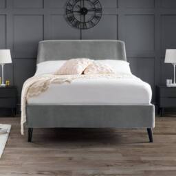 Cheshire Nectarine Curved Velvet Bed - Grey - King (150cm) - thumbnail 3