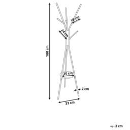 Wyld and Coco 9-Hook Coat Stand Black Metal 181cm with MDF Shelf - thumbnail 4