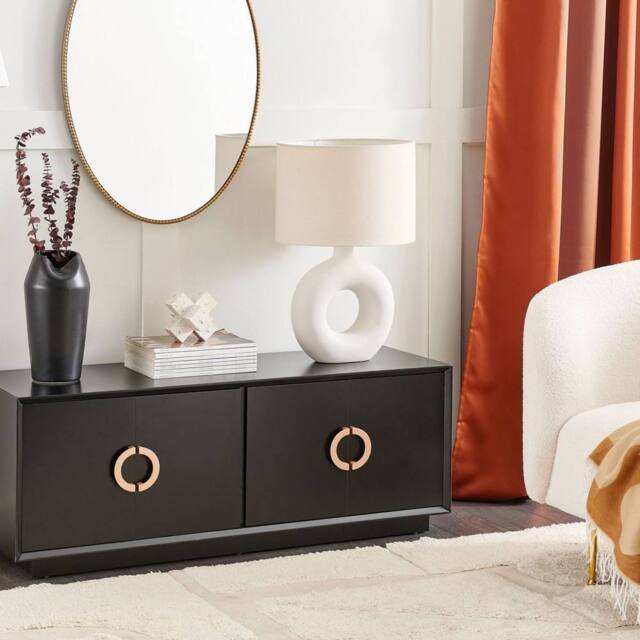 Wyld and Coco 4-Door Sideboard Black MDF with Gold Handles - image 1