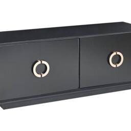 Wyld and Coco 4-Door Sideboard Black MDF with Gold Handles - thumbnail 2