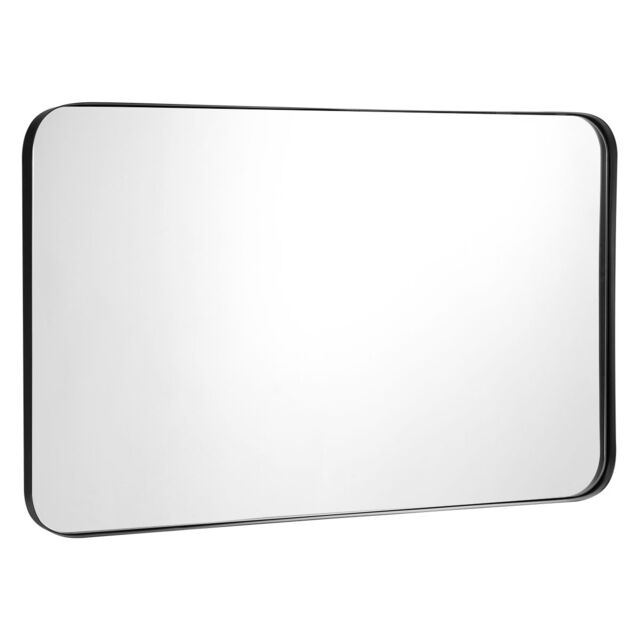 Costway 81 x 51cm Bathroom Wall Mirror Rectangular Wall Hanging Mirror Rounded Corner in Black - Size: 81 x 51 cm - image 1