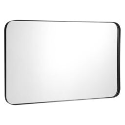 Costway 81 x 51cm Bathroom Wall Mirror Rectangular Wall Hanging Mirror Rounded Corner in Black - Size: 81 x 51 cm - thumbnail 1