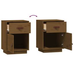 Berkfield Home Bedside Cabinet Honey Brown 40x34x55 cm Solid Wood Pine - Size: 40 x 34 x 55 cm - thumbnail 8