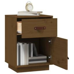 Berkfield Home Bedside Cabinet Honey Brown 40x34x55 cm Solid Wood Pine - Size: 40 x 34 x 55 cm - thumbnail 4