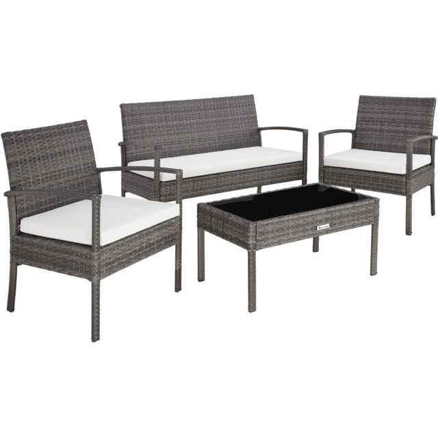 tectake Garden Furniture Set Sparta in Grey - Size: 4 Person - image 1