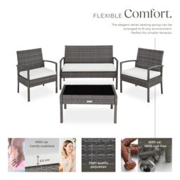 tectake Garden Furniture Set Sparta in Grey - Size: 4 Person - thumbnail 3