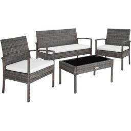 tectake Garden Furniture Set Sparta in Grey - Size: 4 Person - thumbnail 1