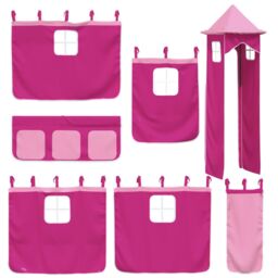 Berkfield Home Curtains for Loft Bed with Tower Pink Polyester - thumbnail 3